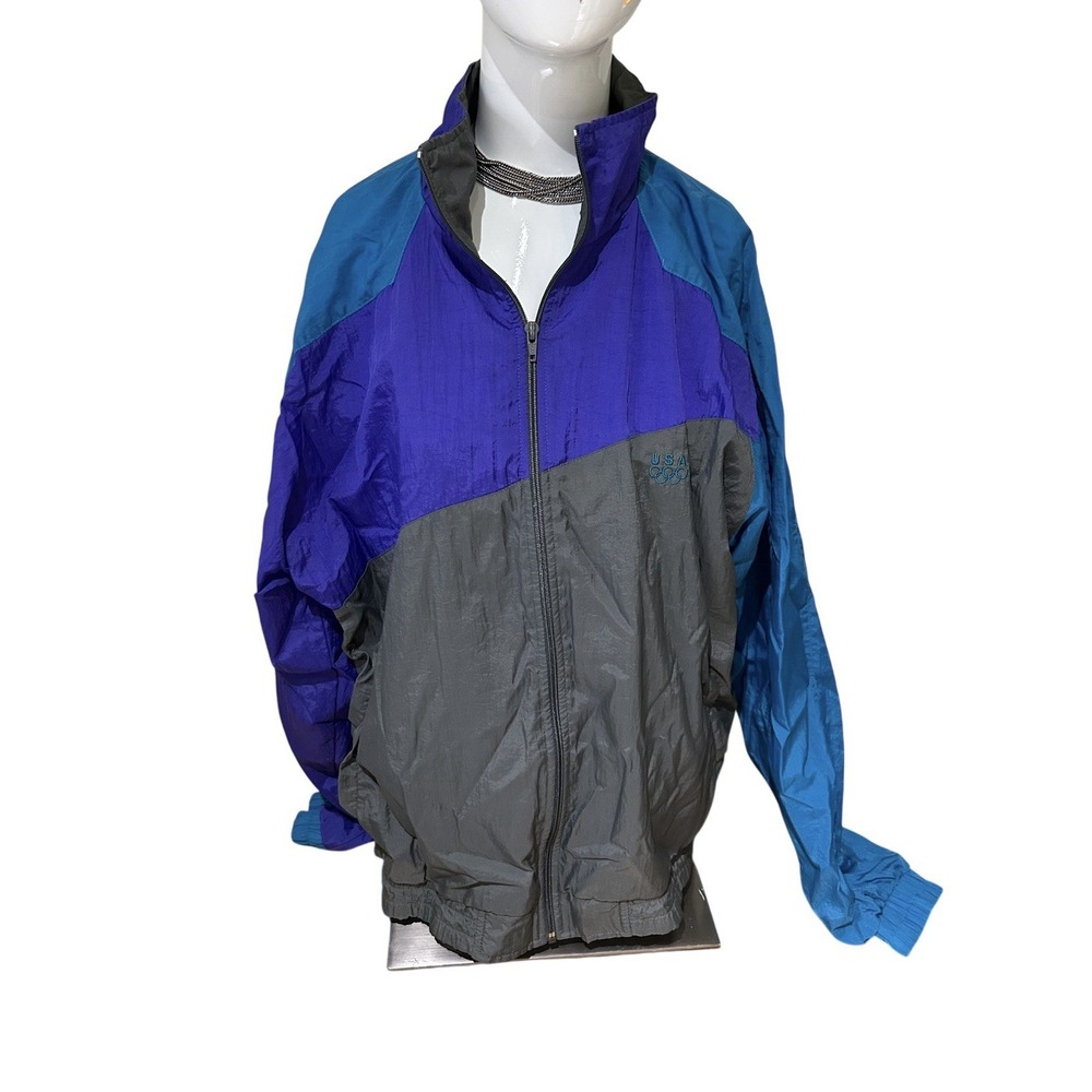 Electrifying Vtg JCPenney USA Olympic Windbreaker Jacket Color Block Size Medium